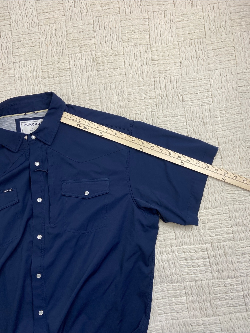 Poncho The Del Mar Western Performance Short Sleeve Shirt Navy XL - Picture 10 of 13